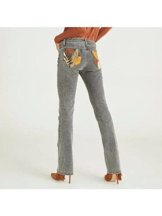 DRIFTWOOD Denim - DRIFTWOOD Kelly Embroidered Dark Gray Acid Washed Denim Size 26
